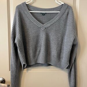 Gray Cropped Women's Sweater